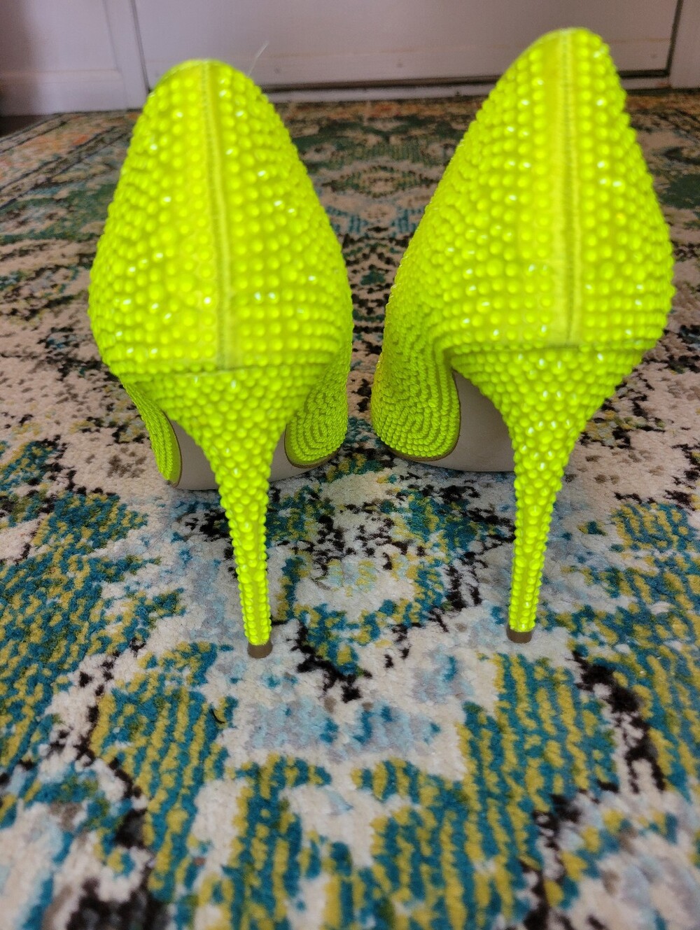 Steve Madden Daisie Rhinestone Stiletto Pumps In Citron Yellow, Size Womens 8.5 - Picture 5 of 7